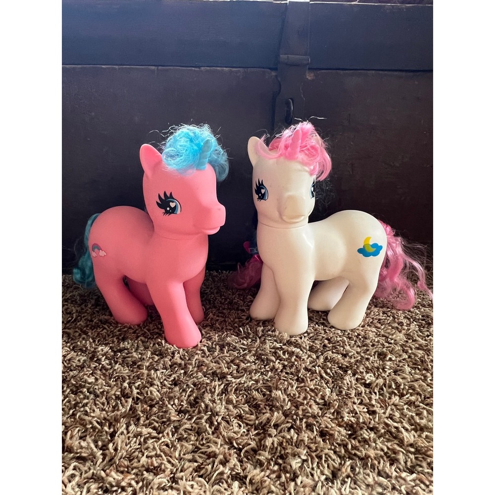 My Little Pony Style Large 10 Inch Vinyl Figures Pink and White Set of 2